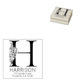 フローラ頭文字 – H -差出人住所モノグラム ラバースタンプ (押印)