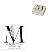 フローラ頭文字 – M -差出人住所モノグラム ラバースタンプ (押印)