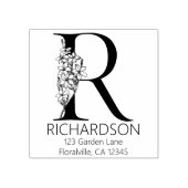 フローラ頭文字 – R -差出人住所モノグラム ラバースタンプ (インプリント)