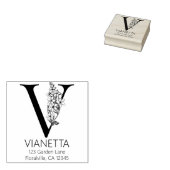 フローラ頭文字 – V -差出人住所モノグラム ラバースタンプ (押印)