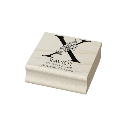 フローラ頭文字 – X -差出人住所モノグラム ラバースタンプ (スタンプ)