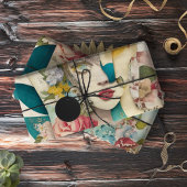 フローラ顔混合メディアコラージュエフエメラデクページ 薄葉紙