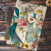 フローラ顔混合メディアコラージュエフエメラデクページ 薄葉紙