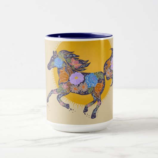 フローラ馬シルエット_紫マグカップ マグカップ (中央)