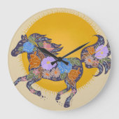 フローラ馬シルエット_紫色の時計 ラージ壁時計 (正面)