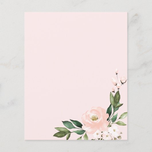 フローラ駆動別ブライダルシャワー予算招待状 (裏面)