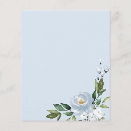 フローラ駆動別ブライダルシャワー予算招待状 (裏面)