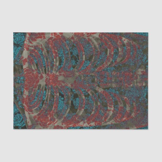 フローラ骨格リブケージティール（緑がかった色）レッドヴィンテージアンティーク 薄葉紙 (正面)