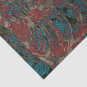 フローラ骨格リブケージティール（緑がかった色）レッドヴィンテージアンティーク 薄葉紙 (詳細)