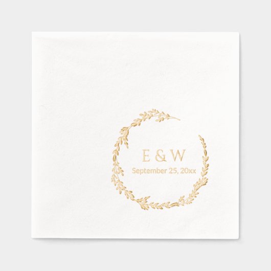 フローラ高級リースウィズモノグラム結婚ズ 箔ナプキン (正面)