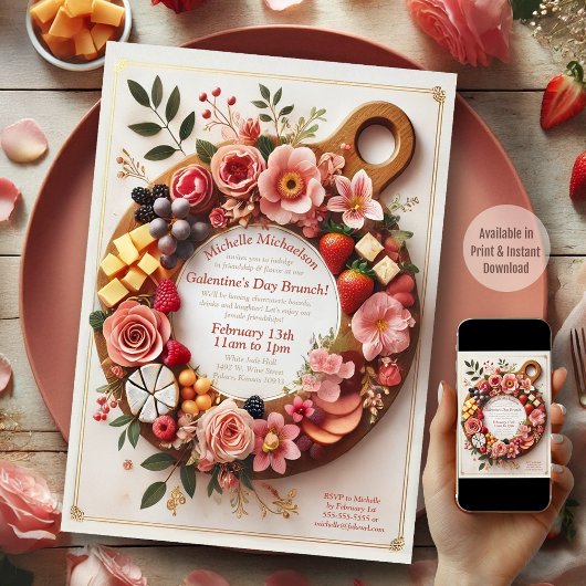 フローラ魅力的シャルキュテリーガレンティンの日パーティー 招待状