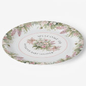 フローラ魅惑の妖精ウェルカムベビーガールシャワー ペーパープレート (アングル)