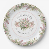 フローラ魅惑の妖精ウェルカムベビーガールシャワー ペーパープレート (正面)