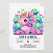 フローラ魅惑の恐竜デジタル誕生日 招待状 (正面/裏面)