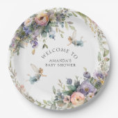 フローラ魅惑フェアリー茶パーティーベビーガールシャワー ペーパープレート (正面)