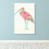 フローラ鮮やかイビスシェブロントロピカルデザイン キャンバスプリント (インサイチュ (ウッドフロア))