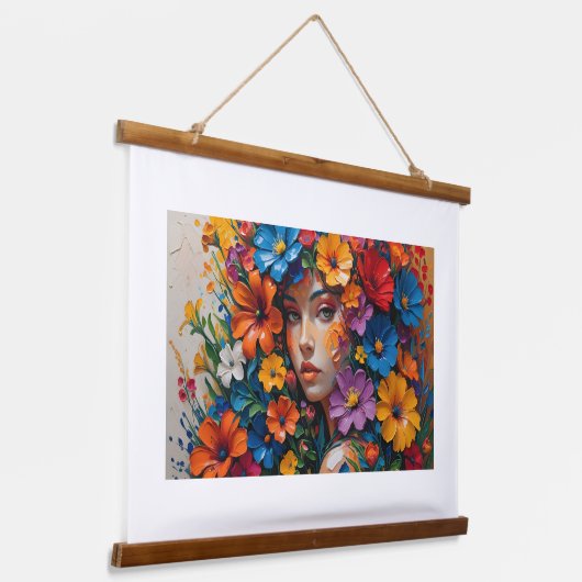 フローラ鮮やかクラウン女神アクリル絵を描の芸術 吊り下げ型タペストリー (傾斜あり)