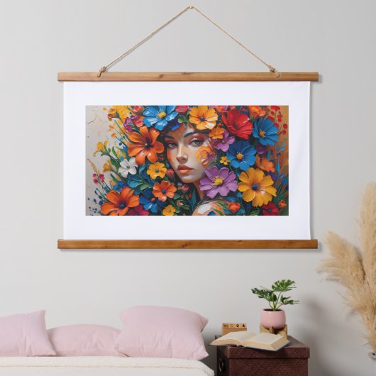 フローラ鮮やかクラウン女神アクリル絵を描の芸術 吊り下げ型タペストリー (寝室)