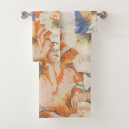 フローラ鮮やかタオルセット – 3色のエレガントフローラ バスタオルセット