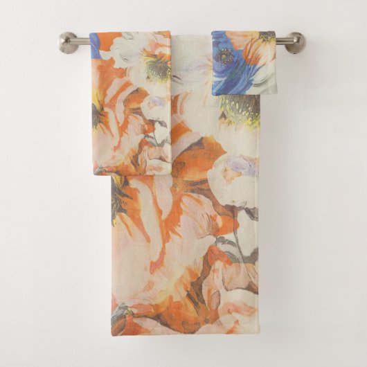 フローラ鮮やかタオルセット – 3色のエレガントフローラ バスタオルセット (インサイチュ)