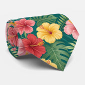 フローラ鮮やかハイビスカスハワイアン ネクタイ (ロール)