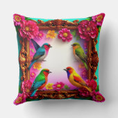 フローラ鮮やかフレームに囲まれた鳴鳥 クッション (裏面)