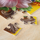 フローラ鮮やかフレームに囲まれた鳴鳥 ジグソーパズル (側面)