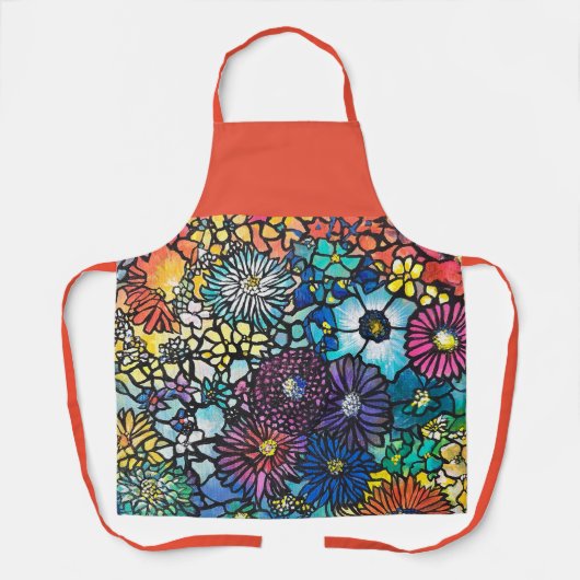 フローラ鮮やかブーケエプロン エプロン (正面)
