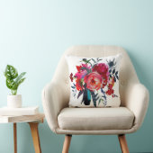 フローラ鮮やかボホシックな赤いネイビーブーケ クッション (椅子)