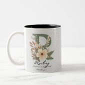 フローラ鮮やかボホシックモノグラムマグforルビー ツートーンマグカップ (左)