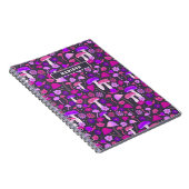 フローラ鮮やかマッシュルームピンク、紫、黒 ノートブック (右側)