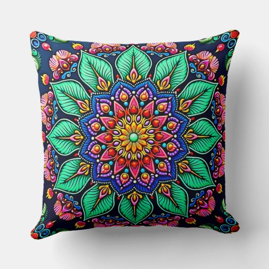 フローラ鮮やかマンダラアート クッション (裏面)