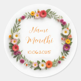 フローラ鮮やかメンディはステッカーを好む ラウンドシール