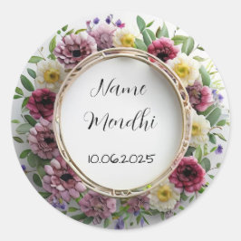 フローラ鮮やかメンディはステッカーを好む ラウンドシール