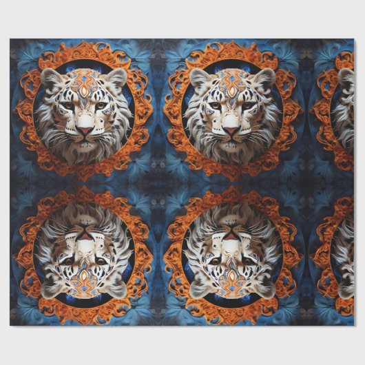 フローラ鮮やかモチーフを持つヒョウ ラッピングペーパー (フラット)