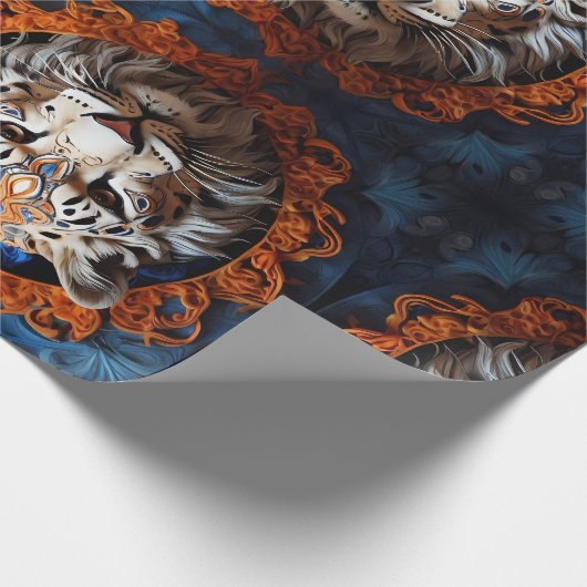 フローラ鮮やかモチーフを持つヒョウ ラッピングペーパー (角)