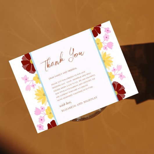 フローラ鮮やかユニークエレガントな結婚式 サンキューカード