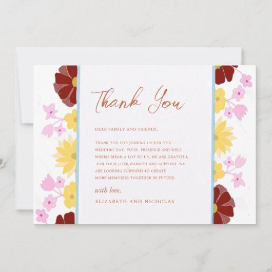 フローラ鮮やかユニークエレガントな結婚式 サンキューカード (正面)