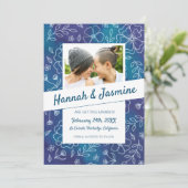 フローラ鮮やか写真で日付を保存 招待状 (スタンド正面)