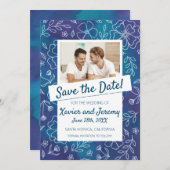 フローラ鮮やか写真で日付を保存 招待状 (正面/裏面)