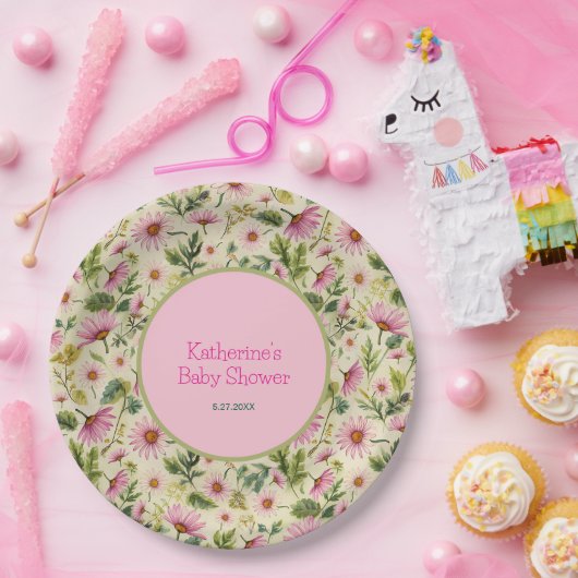 フローラ鮮やか春ベビーシャワー ペーパープレート (パーティー)