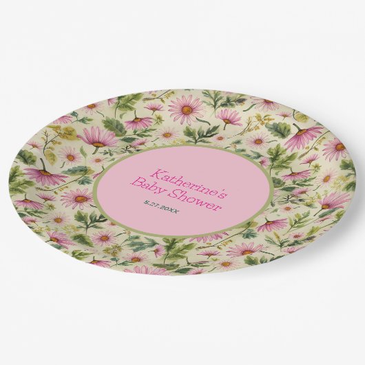 フローラ鮮やか春ベビーシャワー ペーパープレート (アングル)