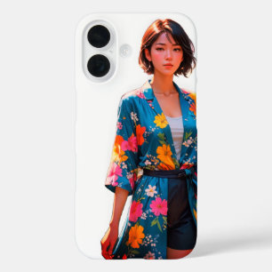 フローラ鮮やか着物iPhone 16ケース iPhone 16ケース