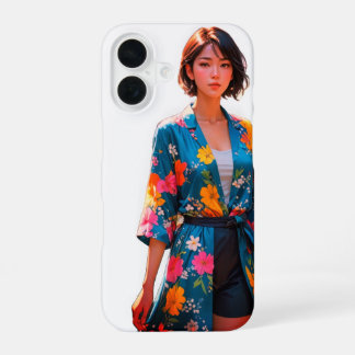 フローラ鮮やか着物iPhone 16ケース iPhone 16ケース