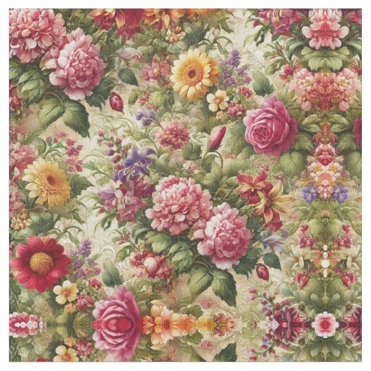 フローラ鮮やか綿布 – エレガンスの庭 ファブリック (クローズアップ)