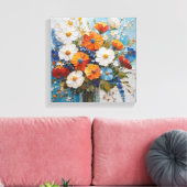 フローラ鮮やか花瓶のブーケカラフルー キャンバスプリント (インサイチュ (リビング))