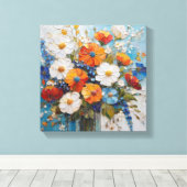 フローラ鮮やか花瓶のブーケカラフルー キャンバスプリント (インサイチュ (ウッドフロア))