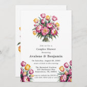 フローラ鮮やか調和カップルのシャワー 招待状 (正面/裏面)