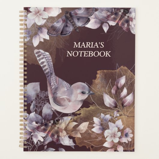 フローラ鳥の蝶の水色の紫 プランナー手帳 (正面)