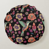 フローラ鳥デザイン | 自然インスパイア作品 ラウンドクッション (裏面)
